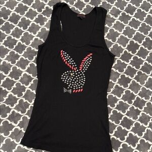 PLAYBOY Black Top with Pink Logo